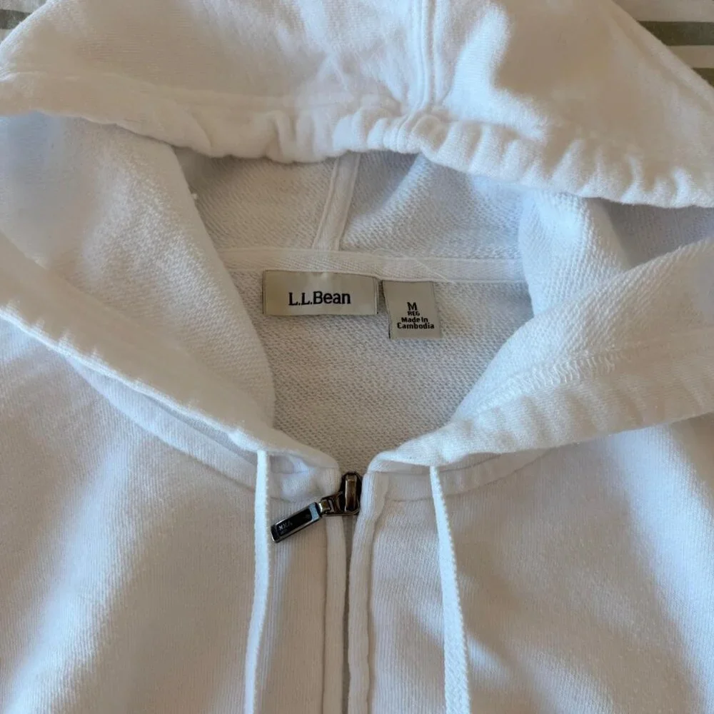 White Llbean Zip Up Hoodie 7716 - Picture 3 of 5
